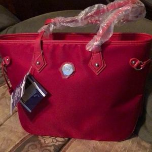 Joy Mangano red zippered tote